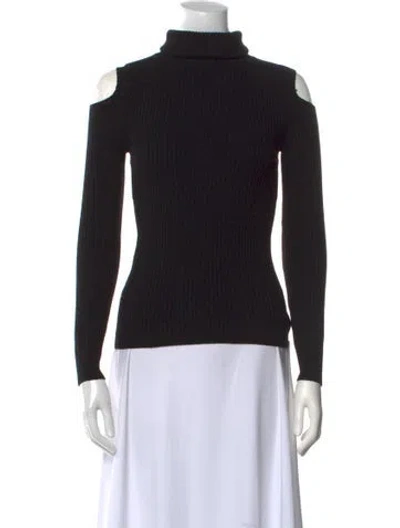 Pre-owned Theory Wool Mock Neck Sweater In Black