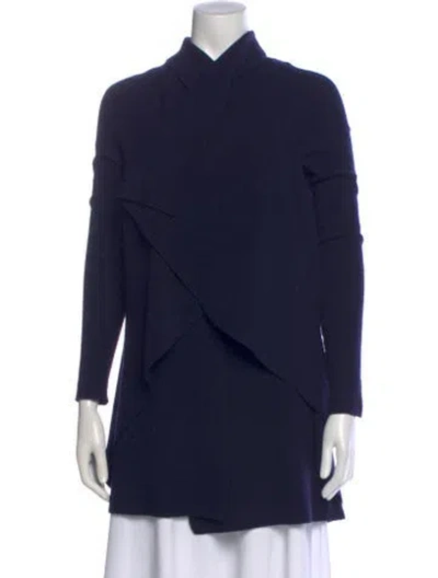 Pre-owned Theory Wool Mock Neck Sweater In Blue