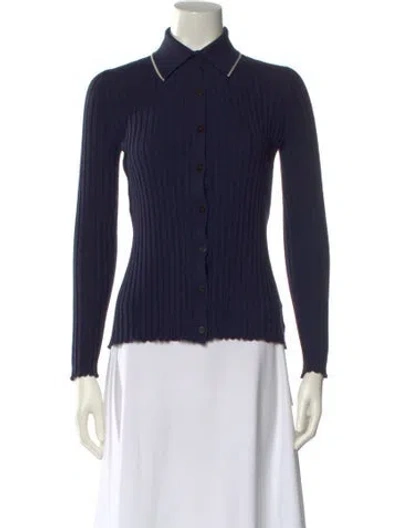 Pre-owned Theory Wool Mock Neck Sweater In Blue