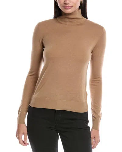 Theory Wool Mock Neck Sweater In Brown