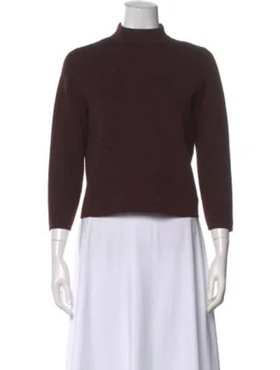Pre-owned Theory Wool Mock Neck Sweater In Brown
