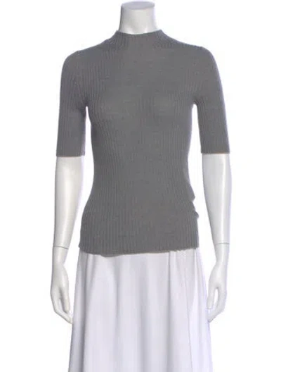 Pre-owned Theory Wool Mock Neck Sweater In Gray