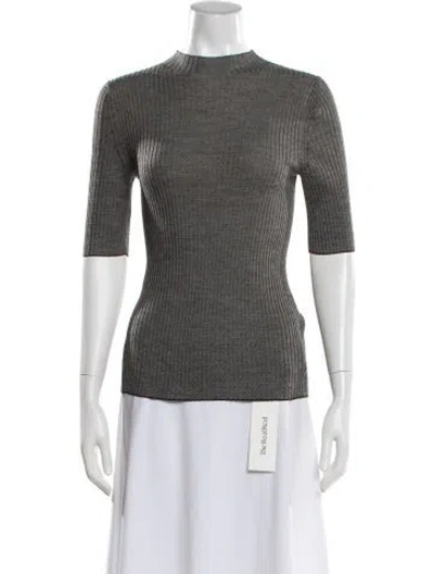 Pre-owned Theory Wool Mock Neck Sweater In Gray