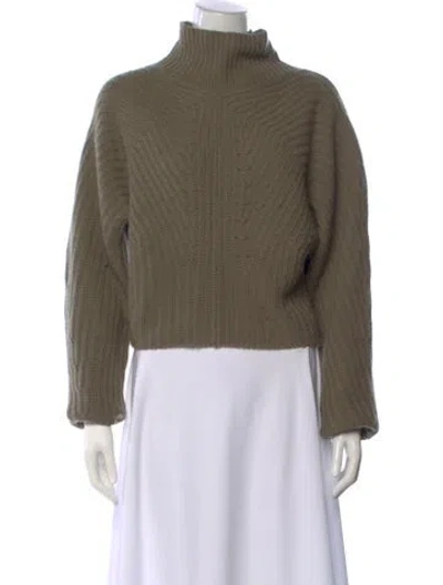 Pre-owned Theory Wool Mock Neck Sweater In Green