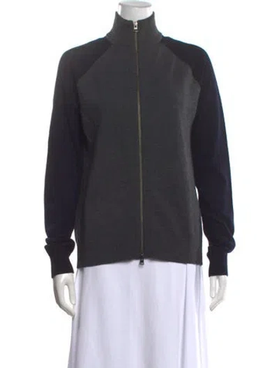 Pre-owned Theory Wool Mock Neck Sweater In Grey