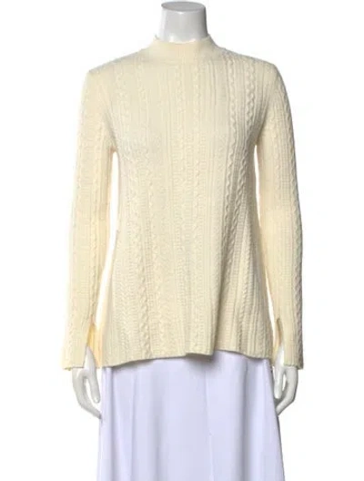 Pre-owned Theory Wool Mock Neck Sweater In Neutral