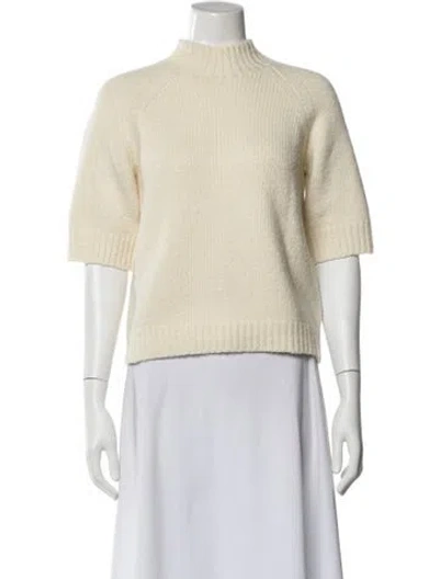 Pre-owned Theory Wool Mock Neck Sweater In Neutral