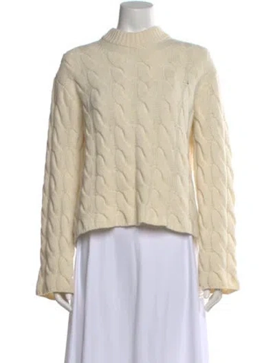 Pre-owned Theory Wool Mock Neck Sweater In Neutral