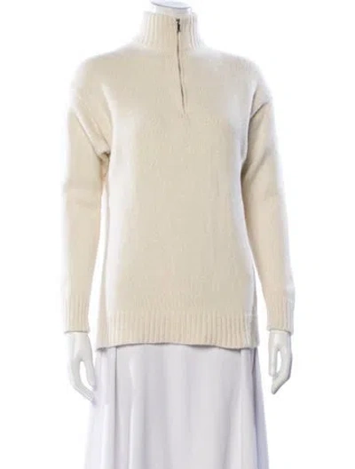 Pre-owned Theory Wool Mock Neck Sweater In Neutral