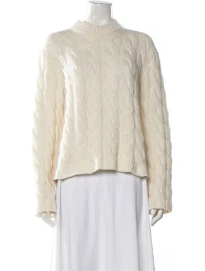 Pre-owned Theory Wool Mock Neck Sweater In Neutral