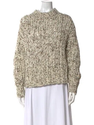 Pre-owned Theory Wool Mock Neck Sweater In Neutral