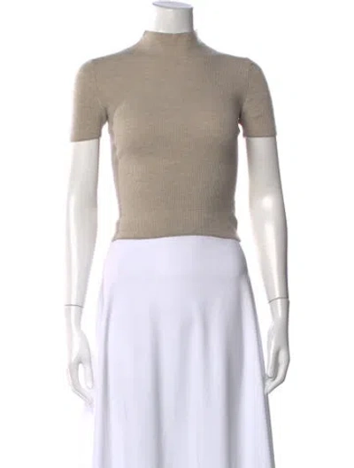 Pre-owned Theory Wool Mock Neck Sweater In Neutral