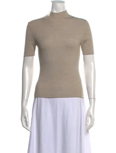Pre-owned Theory Wool Mock Neck Sweater In Neutrals