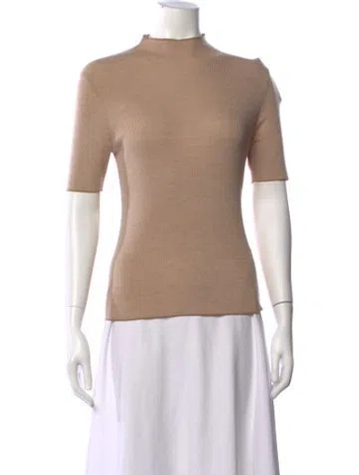 Pre-owned Theory Wool Mock Neck Sweater W/ Tags In Neutrals