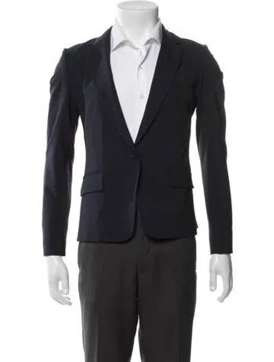 Pre-owned Theory Wool Moto Jacket In Blue