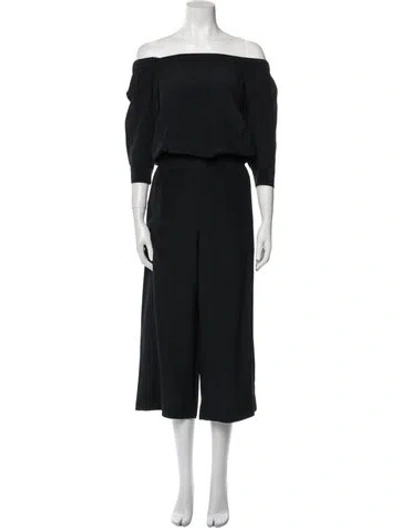 Pre-owned Theory Wool Off-the-shoulder Jumpsuit In Black