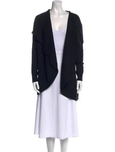 Pre-owned Theory Wool Open Front Sweater In Black