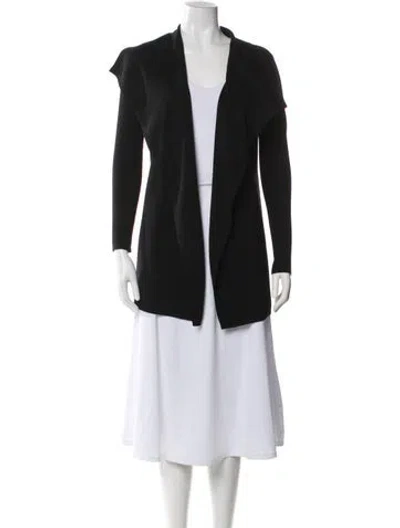 Pre-owned Theory Wool Open Front Sweater In Black