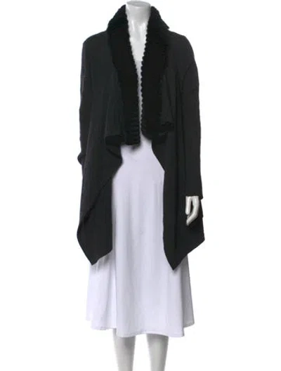 Pre-owned Theory Wool Open Front Sweater In Black