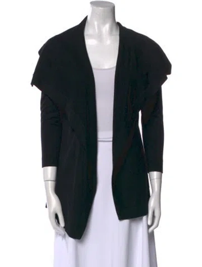 Pre-owned Theory Wool Open Front Sweater In Black