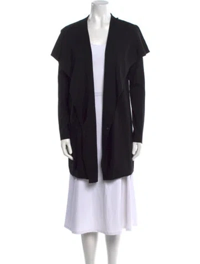 Pre-owned Theory Wool Open Front Sweater In Black