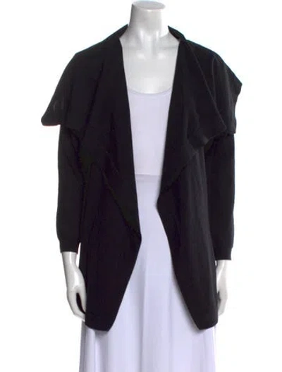 Pre-owned Theory Wool Open Front Sweater In Black