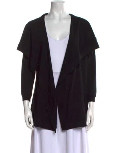 Pre-owned Theory Wool Open Front Sweater In Black