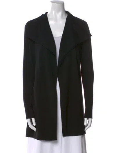 Pre-owned Theory Wool Open Front Sweater In Black