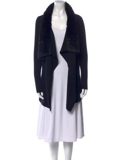 Pre-owned Theory Wool Open Front Sweater In Black