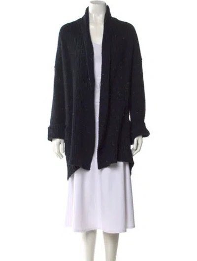Pre-owned Theory Wool Open Front Sweater In Black