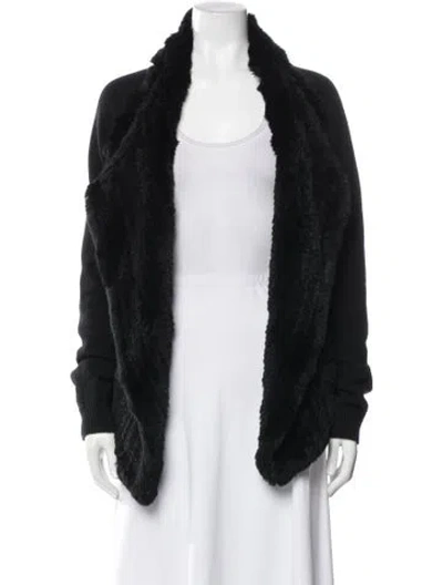 Pre-owned Theory Wool Open Front Sweater In Black