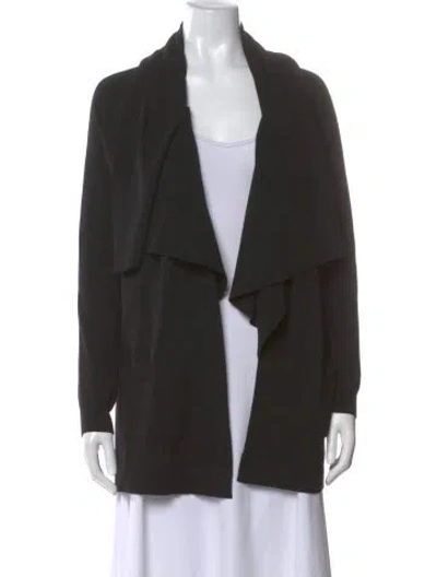 Pre-owned Theory Wool Open Front Sweater In Black