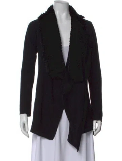 Pre-owned Theory Wool Open Front Sweater In Black