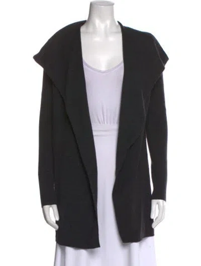 Pre-owned Theory Wool Open Front Sweater In Black