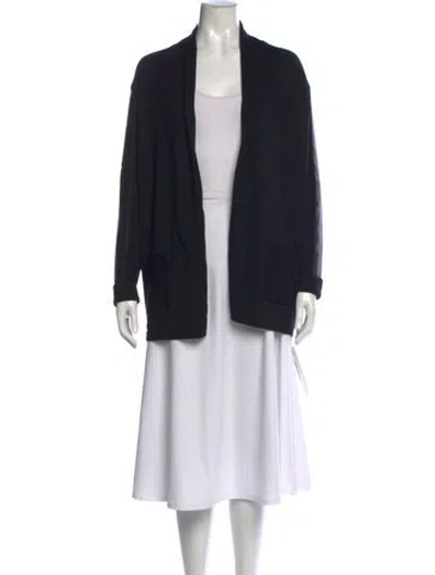 Pre-owned Theory Wool Open Front Sweater In Black