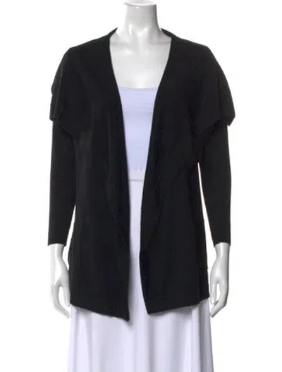Pre-owned Theory Wool Open Front Sweater In Black