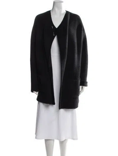 Pre-owned Theory Wool Open Front Sweater In Black