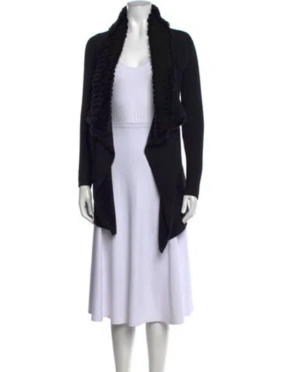 Pre-owned Theory Wool Open Front Sweater In Black