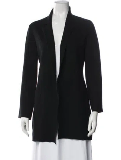 Pre-owned Theory Wool Open Front Sweater In Black