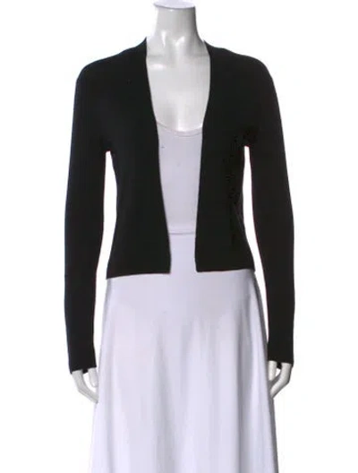 Pre-owned Theory Wool Open Front Sweater In Black