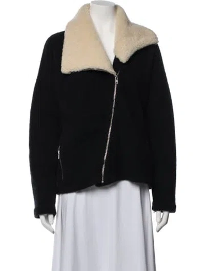 Pre-owned Theory Wool Open Front Sweater In Black