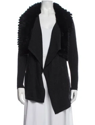 Pre-owned Theory Wool Open Front Sweater In Black
