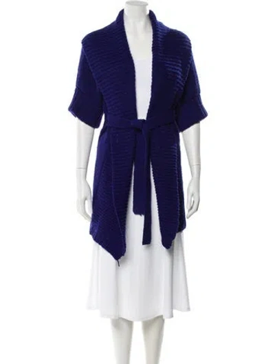 Pre-owned Theory Wool Open Front Sweater In Blue