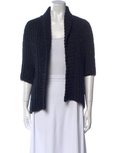 Pre-owned Theory Wool Open Front Sweater In Blue
