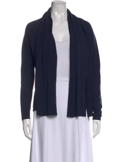 Pre-owned Theory Wool Open Front Sweater In Blue