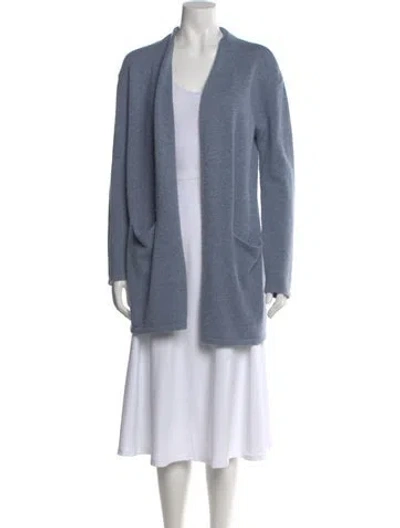 Pre-owned Theory Wool Open Front Sweater In Blue