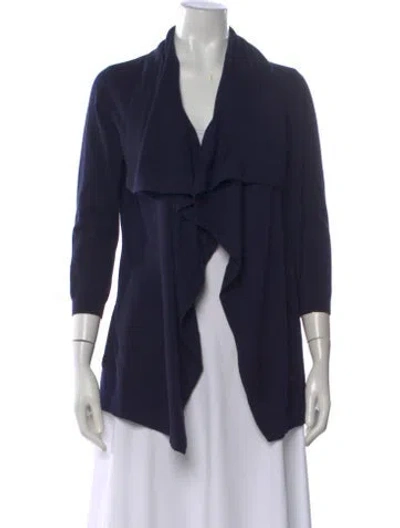 Pre-owned Theory Wool Open Front Sweater In Blue