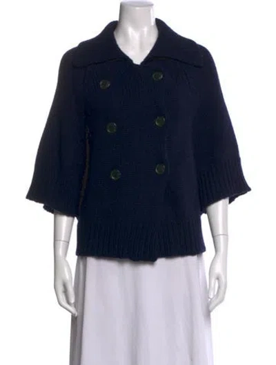 Pre-owned Theory Wool Open Front Sweater In Blue