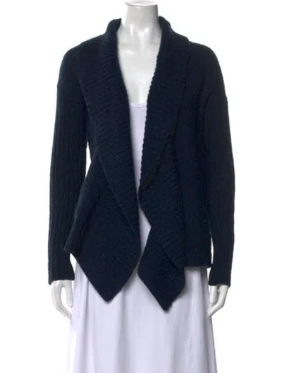 Pre-owned Theory Wool Open Front Sweater In Blue