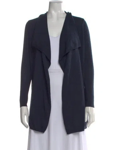 Pre-owned Theory Wool Open Front Sweater In Blue